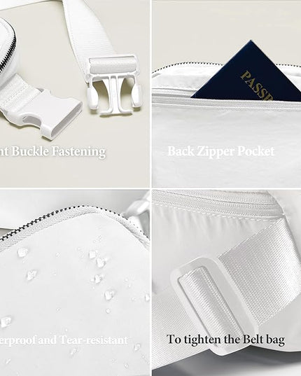 YOSHUYUKI Fanny Pack Crossbody Bag Trendy Waterproof Small Sling Cross Body Purse for Women Men Fashion Waist Packs Mini Belt Pouch Chest Bum Hip Bag Lulu Dupes for Travel Vacation Running Frost