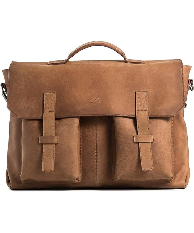 VELEZ Leather Messenger Bag for Men and Women | Vintage Briefcase for 17 inch Laptop | Work Bag Crossbody Laptop Bag