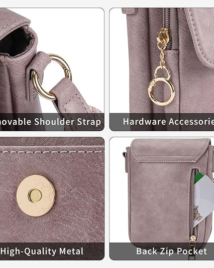 APHISON Small Crossbody Bags for Women Trendy, Leather Phone Wallet Purses Handbags Card Slots with Adjustable Guitar Strap
