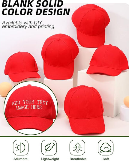 Handepo 24 Pcs Blank Baseball Cap Adjustable Back Strap Plain Blank Camouflage Hat Unisex Baseball Cap for Trucker Men Women