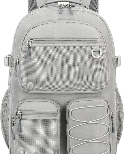 Lohol Water Resistant Daypack with Mulitiple Pockets for School Travel Outdoor College, 15.6 inch Laptop Backpack for Men and Women (Grey)