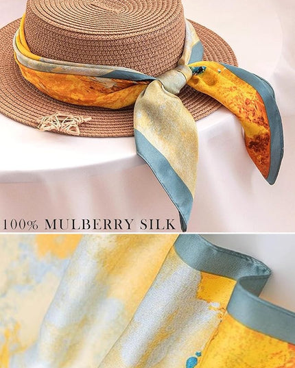 100% Mulberry Silk Scarf for Women Hair Lightweight Square Neckerchief Wrap For Head Scarves 21"