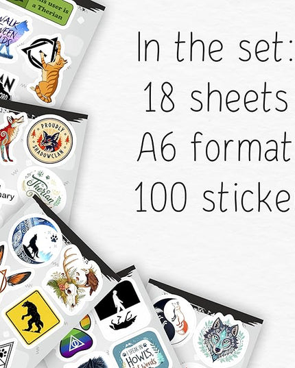 100Pcs Therian Stickers for Water Botttle, Laptop - Therian Gifts, Party Supplies - Gift for Women & Men