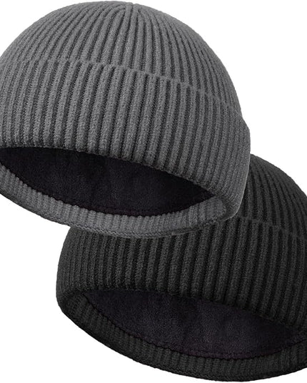 ROYBENS Wool Fisherman Beanie for Men Women, Knit Cuffed Fleece Lined Beanies Winter Warm Hat Skull Cap Unisex