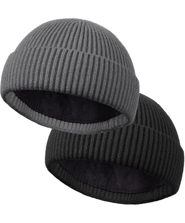 ROYBENS Wool Fisherman Beanie for Men Women, Knit Cuffed Fleece Lined Beanies Winter Warm Hat Skull Cap Unisex