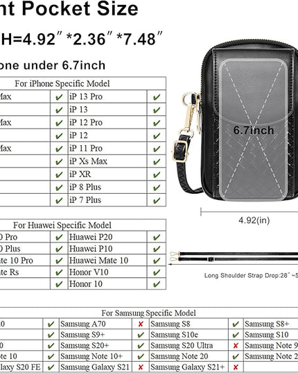 KUKOO Small Crossbody Bag Cell Phone Purse Wallet with Credit Card Slots for Women