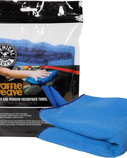 Chemical Guys MIC708 Waffle Weave Glass and Windor Microfiber Towel, Great for Cars, Trucks, SUVs, RVs & More, Blue (24"x16")