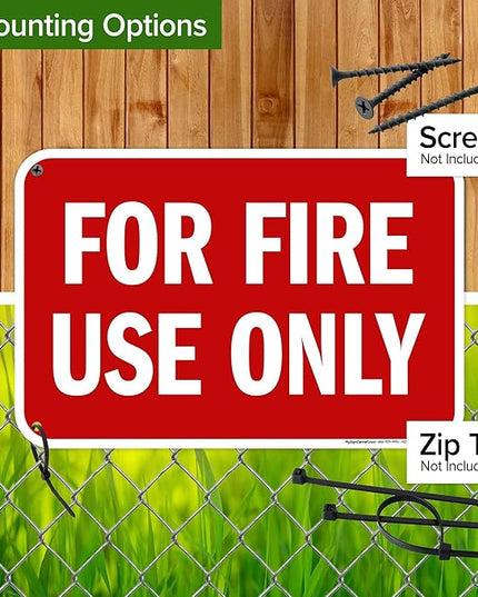 For Fire Use Only Sign, 12x18 Inches, 55 mil thick HDPS (high density polystyrene), Made in USA by My Sign Center