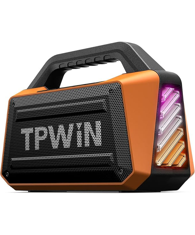 Bluetooth Speaker - 80W Loud, Rugged Outdoor Speakers, IPX6 Waterproof, 20H Playtime, Deep Bass, Lightshow, TWS, BT 5.3 Wireless, Portable for Travel Hiking Camping Beach Pool - Orange