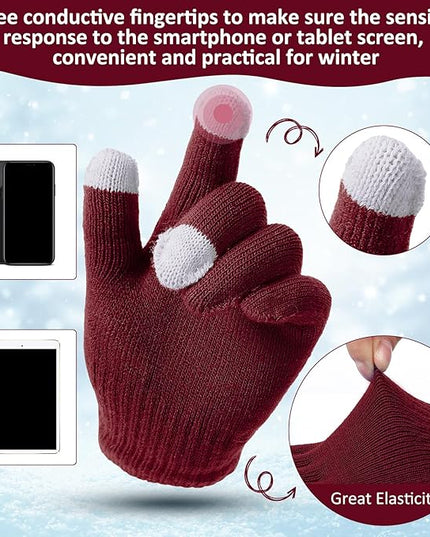 SATINIOR 56 Pcs Bulk Winter Hats and Gloves Set for Homeless Beanies Touchscreen Gloves Knit Cuffed Skull Caps for Men Women