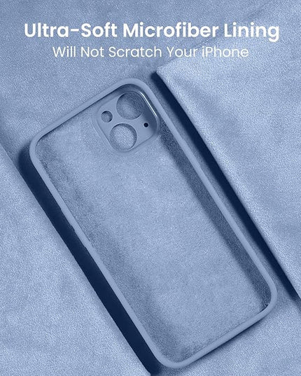 FireNova Designed for iPhone 15 Case, Silicone Upgraded [Camera Protection] Phone Case with [2 Screen Protectors], Soft Anti-Scratch Microfiber Lining Inside, 6.1 inch, Light Blue
