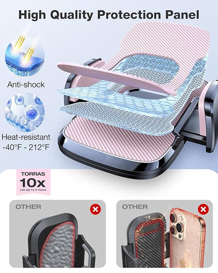 TORRAS Pink Phone Holders for Your Car【Ultra-Durable & Strongest Suction】, Universal Car Phone Holder Mount Truck Cradle Stand for Dashboard Windshield Vent, Pink Car Accessories