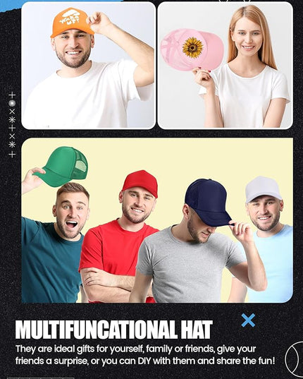 10 Pcs Sublimation Blank Trucker Hats Bulk Mesh Baseball Cap Polyester Mesh Trucker Hat for Men and Women