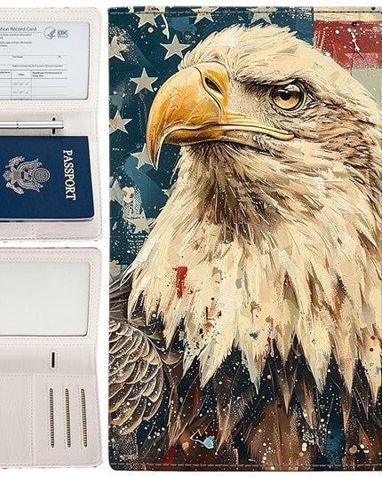 Passport Holder,Cute Passport Cover,Travel Wallet with Credit Card Slots Rfid passport Wallet Waterproof Documents Organizer Women Men (Bald eagle)