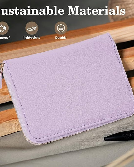 CoBak Passport Holder Cover with Safe Zipper Closure, Premium Passport Wallet for Travel, RFID Blocking Card Case, Waterproof Travel Accessories for Women, Paisley Purple