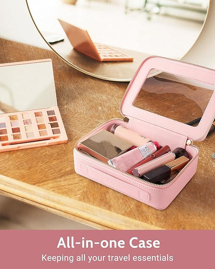 Aveniee Clear Makeup Bag Set (2-Piece Mini & Midi) - Travel Toiletry Organizer for Women, Waterproof Cosmetic Pouch & Car Accessory for Travel Size Toiletries, Pink