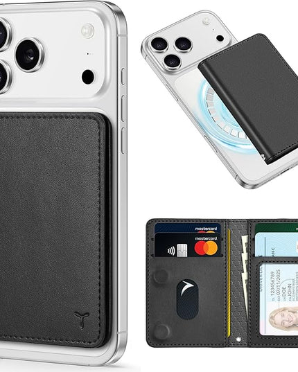 TUCCH for Magsafe Wallet with 6 Card Holders, RFID Blocking [Clear ID Window] PU Leather Men Women Folio Magnetic Phone Wallet for iPhone 17/16/15/14/13/12/Plus/Air/Pro/Pro Max Series, Black