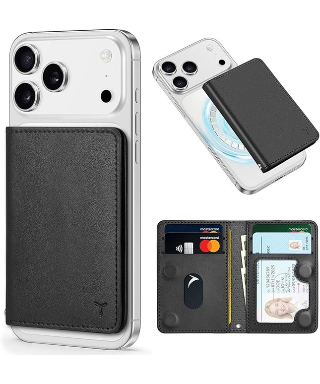 TUCCH for Magsafe Wallet with 6 Card Holders, RFID Blocking [Clear ID Window] PU Leather Men Women Folio Magnetic Phone Wallet for iPhone 17/16/15/14/13/12/Plus/Air/Pro/Pro Max Series, Black