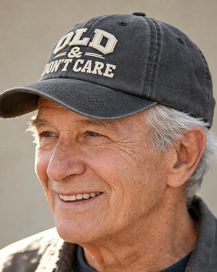 Old and Don't Care Hat, Vintage Distressed “Old & Don’T Care” Cap, Fun Adjustable Trucker Hats
