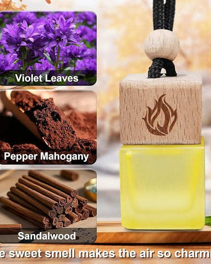 Car Air Freshener Hanging 2 Pack, Teakwood & Cashmere Fragrance Essential Oil Diffuser, Long Lasting Car Scent, Car Accessories for Women