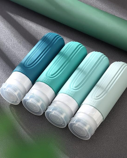 Travel Bottles for Toiletries, Tsa Approved 3oz Travel Size Containers BPA Free Leak Proof Refillable Liquid Silicone Squeezable Travel Accessories for Shampoo Conditioner Lotion (4 Pack)