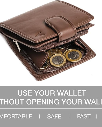 Lavalen Soft Leather Wallet for Men - Mens Wallet Bifold with Zipper Coin Pocket - Holds Bills, Credit Cards, Coins - Carteras para Hombres Piel - Billeteras de Hombres Cuero Original - RFID Blocking.