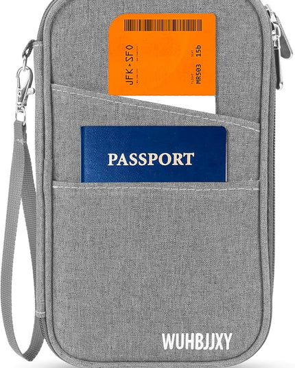 Passport Holder Family, Women Rfid BlockingWallet, Travel Essentials Premium Wallets, Waterproof Passport Holders Bag for Men Traveling, Travel Document Organizer Credit Cards Case (Gray)