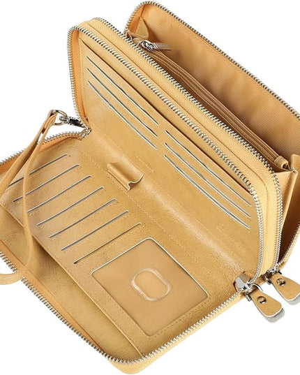 Lavemi Small Compact Women Wallet RFID Blocking Genuine Leather Bifold Purse with ID Windows