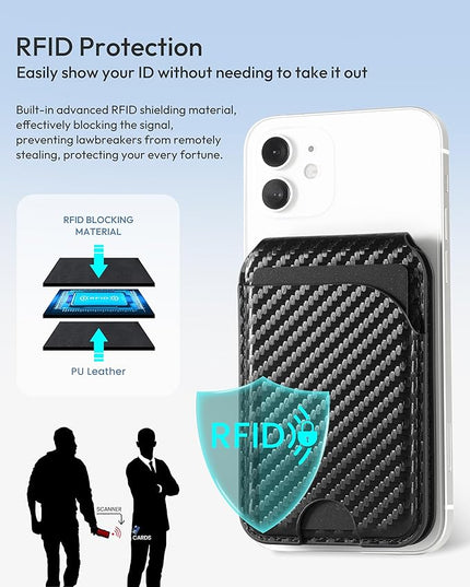 Magnetic Wallet for iPhone, Compatible with MagSafe Adjustable Stand Wallet, RIFD Blocking Leather Magnetic Card Holder for iPhone 17/16/15/14/13/12 Series, Not for iPhone 13/12 Mini