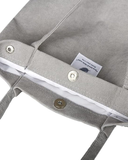 Corduroy Tote Bag Cute Tote Bags for Women Shoulder Bag with Inner Pocket for Work Beach Travel and Shopping Grocery