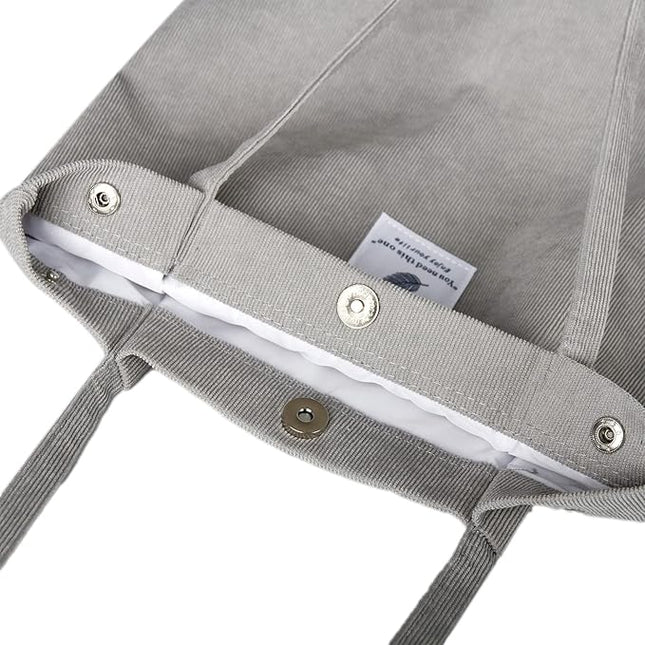 Corduroy Tote Bag Cute Tote Bags for Women Shoulder Bag with Inner Pocket for Work Beach Travel and Shopping Grocery