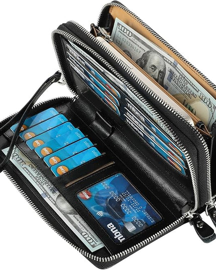 Lavemi Small Compact Women Wallet RFID Blocking Genuine Leather Bifold Purse with ID Windows