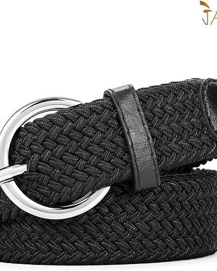 JASGOOD Women Men Braided Woven Elastic Stretch Belt Golf Canvas Casual Belt for Jeans Pants