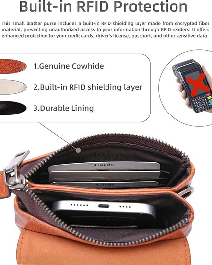 Iswee Leather Crossbody Bags for Women RFID Blocking Cell Phone Purse Small Anti-Theft Zippered with Card slots