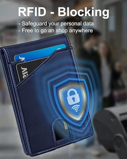miyozi Airtag Wallet for Men,with Money Clip 11 Cards Slim Front Pocket Leather RFID Blocking Wallet with Gift Box