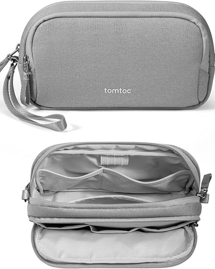 tomtoc Electronic Organizer Travel Case, Water Resistant Dual Compartment Tech Pouch Cable Organization Storage Bag for Charger, Cord, Phone, Hard Drive, Power Bank, Accessories Travel Essentials
