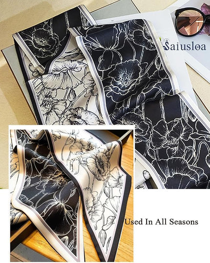 Purse Scarf For Handbags Head Scarves For Women's Hair Bags Scarfs Long Skinny Scarves Fashion Silky