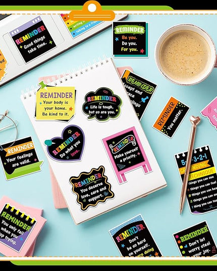 300 Pcs Mental Health Stickers Holiday Positive Affirmation Decor Inspirational Motivational Encouraging Care Quote Decals for Laptop Water Bottle Students Teens Adults(Blackboard)