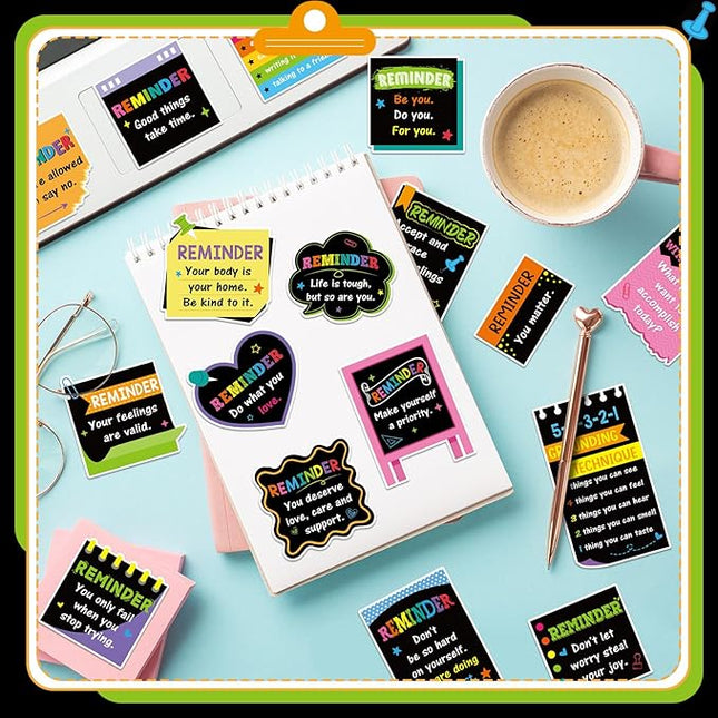 300 Pcs Mental Health Stickers Holiday Positive Affirmation Decor Inspirational Motivational Encouraging Care Quote Decals for Laptop Water Bottle Students Teens Adults(Blackboard)