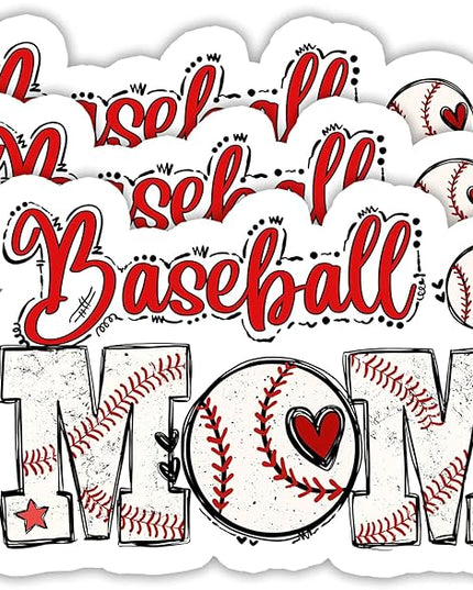 (3PCS) Baseball Mom Sticker, Sport Stickers - Waterproof Vinyl Decal for Laptop, Water Bottle, Tumbler, Scrapbook, Helmet, Gift for Mom Mama Mother's Day Size 3" x 2.9 "