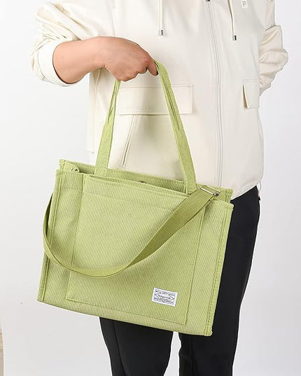 Valleycomfy Corduroy Tote Bag for Women Travel Crossbody Bag Purse Women Shoulder Bags Work Handbags Everyday Hobo Bag