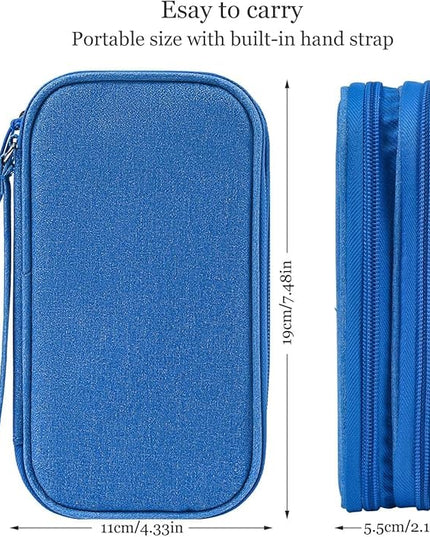 Electronics Accessories Organizer Pouch, Electronic Organizer Travel Case Cable Organizer for Cable, Charger, SD Card, Business Travel Gadget Bag (Blue)