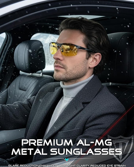 ATTCL Polarized Sunglasses Men Sports: UV Protection Anti Glare Wrap Around Lightweight Metal Driving Fishing Golf Running