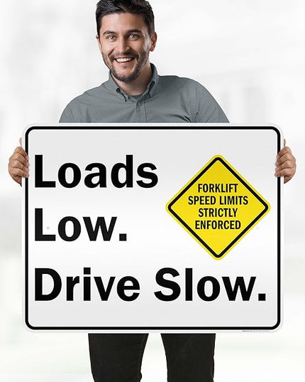 Loads Low Drive Slow Sign, 24x30 Inches, 3M EGP Reflective .080 Aluminum, Fade Resistant, Made in USA by My Sign Center