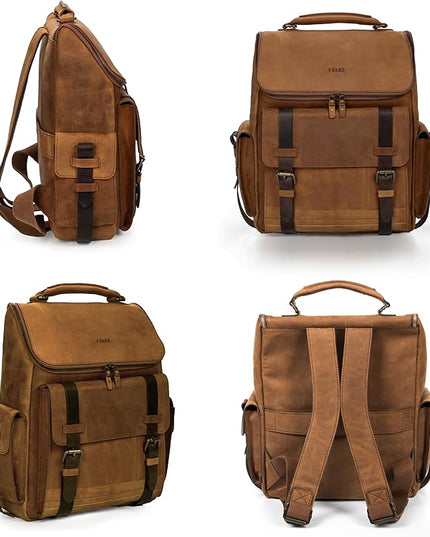 VELEZ Leather Backpack for Men - 15.6 Inch Laptop Bag - Designer Bookbag - Handmade Business Casual Computer Shoulder Bags