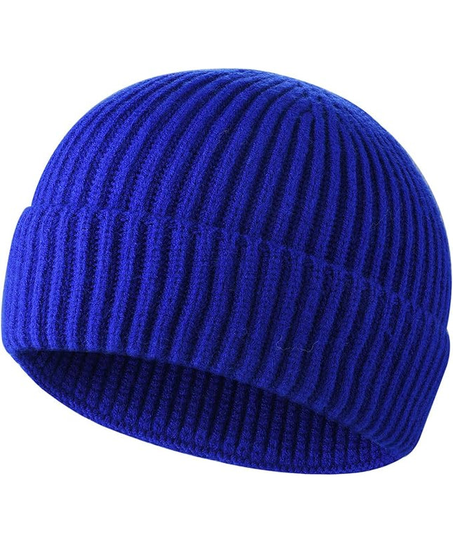 ROYBENS Swag Wool Knit Cuff Short Fisherman Beanie for Men Women, Winter Warm Hats