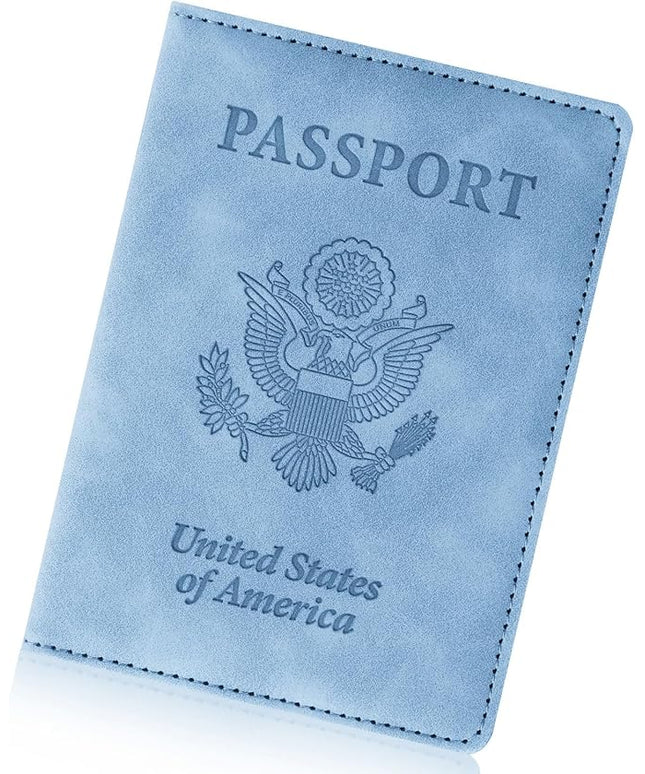Passport Holder for Travel Essentials,RFID Blocking Passport Cover Wallet Card Case for Women and Men (Blue)