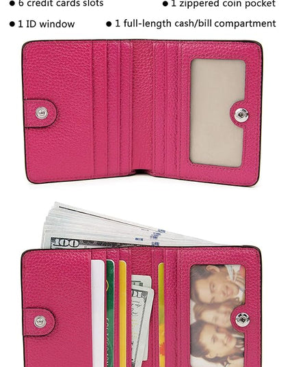 AINIMOER Small Leather Wallet for Women, Ladies Credit Card Holder RFID Blocking Women's Mini Bifold Pocket Purse