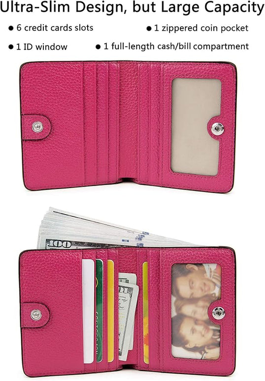 AINIMOER Small Leather Wallet for Women, Ladies Credit Card Holder RFID Blocking Women's Mini Bifold Pocket Purse