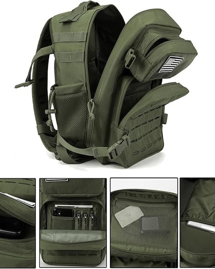 QT&QY 25L/45L Military Tactical Backpack For Men Molle Daypack 3 Day Bug Out Bag Hiking Rucksack With Bottle Holder